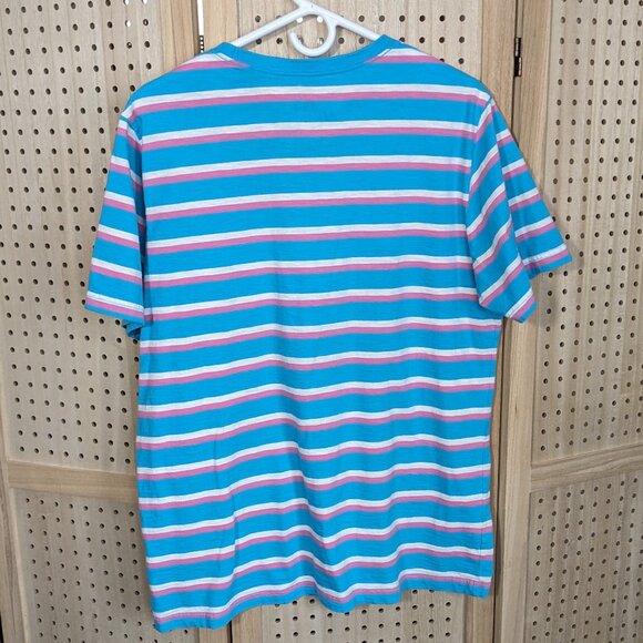 Chubbies Pink, White & Aqua striped t-shirt, front pocket, short sleeve - Picture 3 of 9